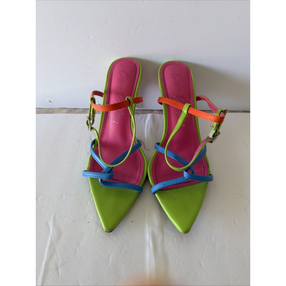 Cape Robbin Emylee Heels Women 6.5 Multi Good Strappy Pointed Toe Sandals